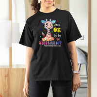 Cute Giraffe Autism T Shirt For Women It's Ok To Be Different - Wonder Print Shop