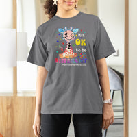 Cute Giraffe Autism T Shirt For Women It's Ok To Be Different - Wonder Print Shop
