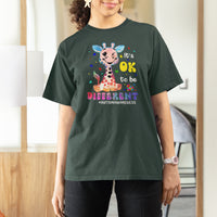 Cute Giraffe Autism T Shirt For Women It's Ok To Be Different - Wonder Print Shop