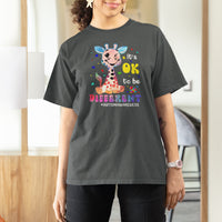Cute Giraffe Autism T Shirt For Women It's Ok To Be Different - Wonder Print Shop