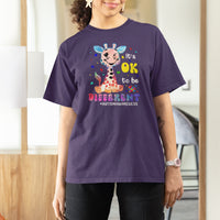 Cute Giraffe Autism T Shirt For Women It's Ok To Be Different - Wonder Print Shop