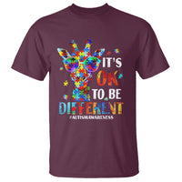 Cool Giraffe Autism T Shirt It's Ok To Be Different Jigsaw Puzzle - Wonder Print Shop