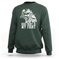 Unicorn Autism Dad Sweatshirt Her Fight Is My Fight Strong Fighters - Wonder Print Shop