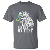 Unicorn Autism Dad T Shirt Her Fight Is My Fight Strong Fighters - Wonder Print Shop