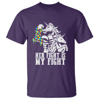 Unicorn Autism Dad T Shirt Her Fight Is My Fight Strong Fighters - Wonder Print Shop