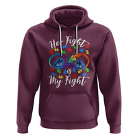 Autism Support Hoodie Her Fight Is My FightRainbow Infinity With Feather Butterflies - Wonder Print Shop