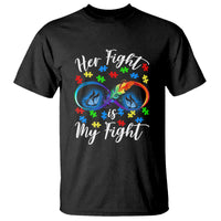 Autism Support T Shirt Her Fight Is My FightRainbow Infinity With Feather Butterflies - Wonder Print Shop