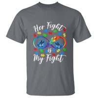 Autism Support T Shirt Her Fight Is My FightRainbow Infinity With Feather Butterflies - Wonder Print Shop
