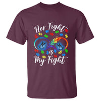 Autism Support T Shirt Her Fight Is My FightRainbow Infinity With Feather Butterflies - Wonder Print Shop