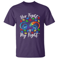 Autism Support T Shirt Her Fight Is My FightRainbow Infinity With Feather Butterflies - Wonder Print Shop