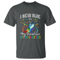 Autism Grandparents T Shirt I Wear Blue For My Grandson Grandma Grandpa Rainbow Infinity with Feather Butterfly - Wonder Print Shop