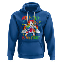 Autism Support Hoodie Her Fight Is My Fight Cute Dabbing Unicorn Rainbow - Wonder Print Shop