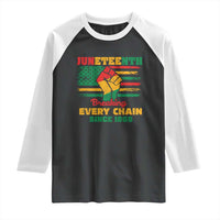 Juneteenth Raglan Shirt Breaking Every Chain Since 1865 American Flag