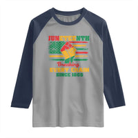 Juneteenth Raglan Shirt Breaking Every Chain Since 1865 American Flag