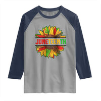 Juneteenth Raglan Shirt Sunflower with Fist Black History