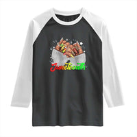 Juneteenth Celebration Raglan Shirt Since 1865 Women Nails Butterflies