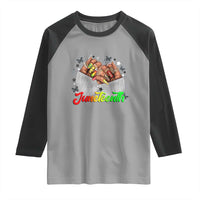 Juneteenth Celebration Raglan Shirt Since 1865 Women Nails Butterflies