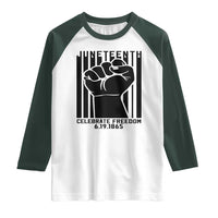 Juneteenth 1865 Independence Raglan Shirt Celebrate Freedom Raised Fist