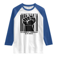 Juneteenth 1865 Independence Raglan Shirt Celebrate Freedom Raised Fist
