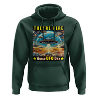 They're Here World UFO Day July 2nd Hoodie - Wonder Print Shop
