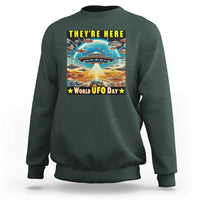 They're Here World UFO Day July 2nd Sweatshirt - Wonder Print Shop