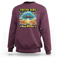 They're Here World UFO Day July 2nd Sweatshirt - Wonder Print Shop