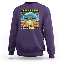 They're Here World UFO Day July 2nd Sweatshirt - Wonder Print Shop