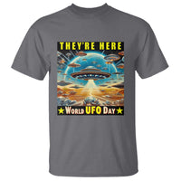 They're Here World UFO Day July 2nd T Shirt - Wonder Print Shop