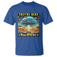 They're Here World UFO Day July 2nd T Shirt - Wonder Print Shop