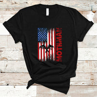 Mothman Cryptid Cryptozoology T Shirt with American Flag - Wonder Print Shop
