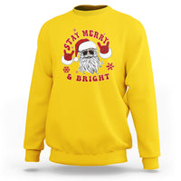 Retro Groovy Stay Merry & Bright Christmas Cute Santa Claus Sweatshirt - Wonder Print Shop
