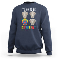 Autism Acceptance Sweatshirt It's Ok To Be Different Tie Dye Elephant Hippy Style - Wonder Print Shop