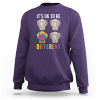 Autism Acceptance Sweatshirt It's Ok To Be Different Tie Dye Elephant Hippy Style - Wonder Print Shop