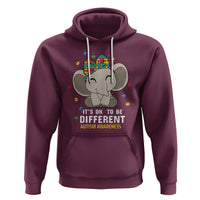 Cute Elephant Autism Hoodie It's Ok To Be Different Accept Support Love Autistic Kids - Wonder Print Shop