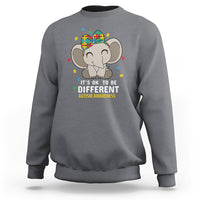Cute Elephant Autism Sweatshirt It's Ok To Be Different Accept Support Love Autistic Kids - Wonder Print Shop