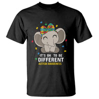 Cute Elephant Autism T Shirt It's Ok To Be Different Accept Support Love Autistic Kids - Wonder Print Shop