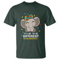 Cute Elephant Autism T Shirt It's Ok To Be Different Accept Support Love Autistic Kids - Wonder Print Shop