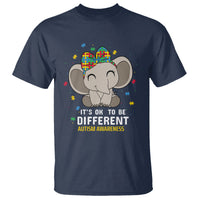 Cute Elephant Autism T Shirt It's Ok To Be Different Accept Support Love Autistic Kids - Wonder Print Shop