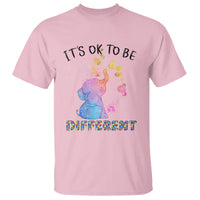 Autism Support T Shirt It's Ok To Be Different Cute Watercolor Elephant - Wonder Print Shop