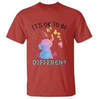 Autism Support T Shirt It's Ok To Be Different Cute Watercolor Elephant - Wonder Print Shop