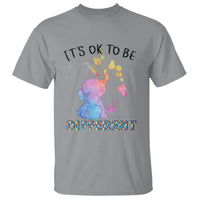 Autism Support T Shirt It's Ok To Be Different Cute Watercolor Elephant - Wonder Print Shop