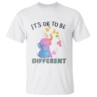 Autism Support T Shirt It's Ok To Be Different Cute Watercolor Elephant - Wonder Print Shop