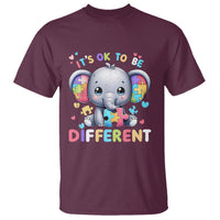 Cute Elephant Autism Awareness T Shirt Its Ok To Be Different - Wonder Print Shop