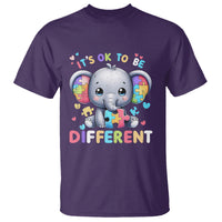 Cute Elephant Autism Awareness T Shirt Its Ok To Be Different - Wonder Print Shop