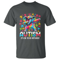 Autism Awareness Dabbing Elephant T Shirt Its Ok To Be Different - Wonder Print Shop