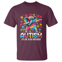 Autism Awareness Dabbing Elephant T Shirt Its Ok To Be Different - Wonder Print Shop