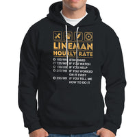 Funny Lineman Hourly Rate Gift for Lineman Hoodie - Wonder Print Shop