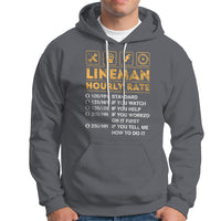 Funny Lineman Hourly Rate Gift for Lineman Hoodie - Wonder Print Shop