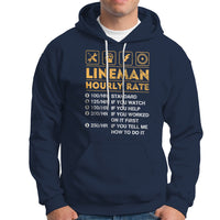 Funny Lineman Hourly Rate Gift for Lineman Hoodie - Wonder Print Shop
