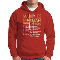 Funny Lineman Hourly Rate Gift for Lineman Hoodie - Wonder Print Shop